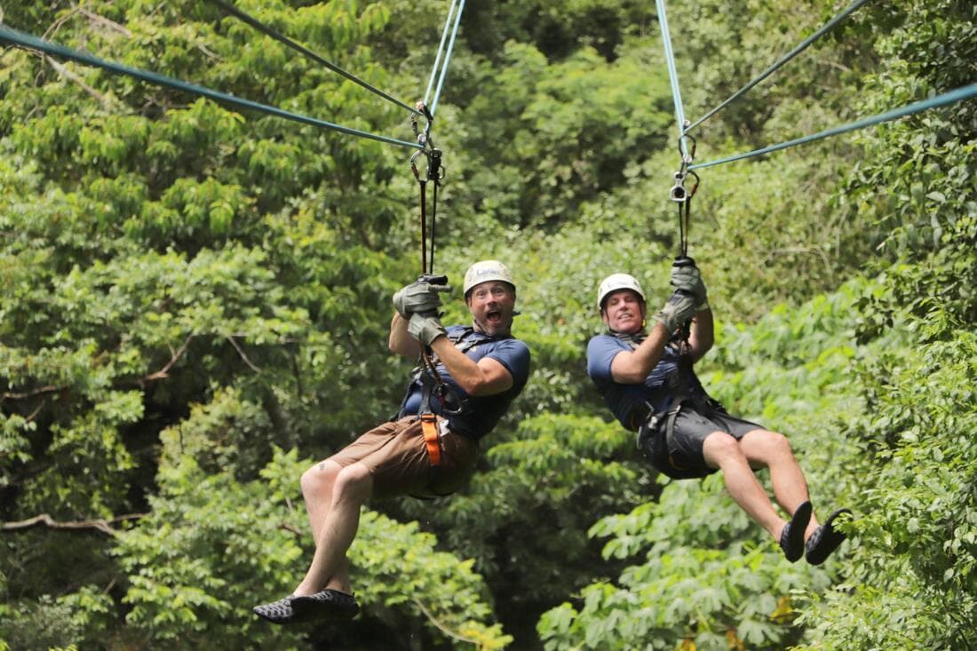Jim & Larry ziplining together